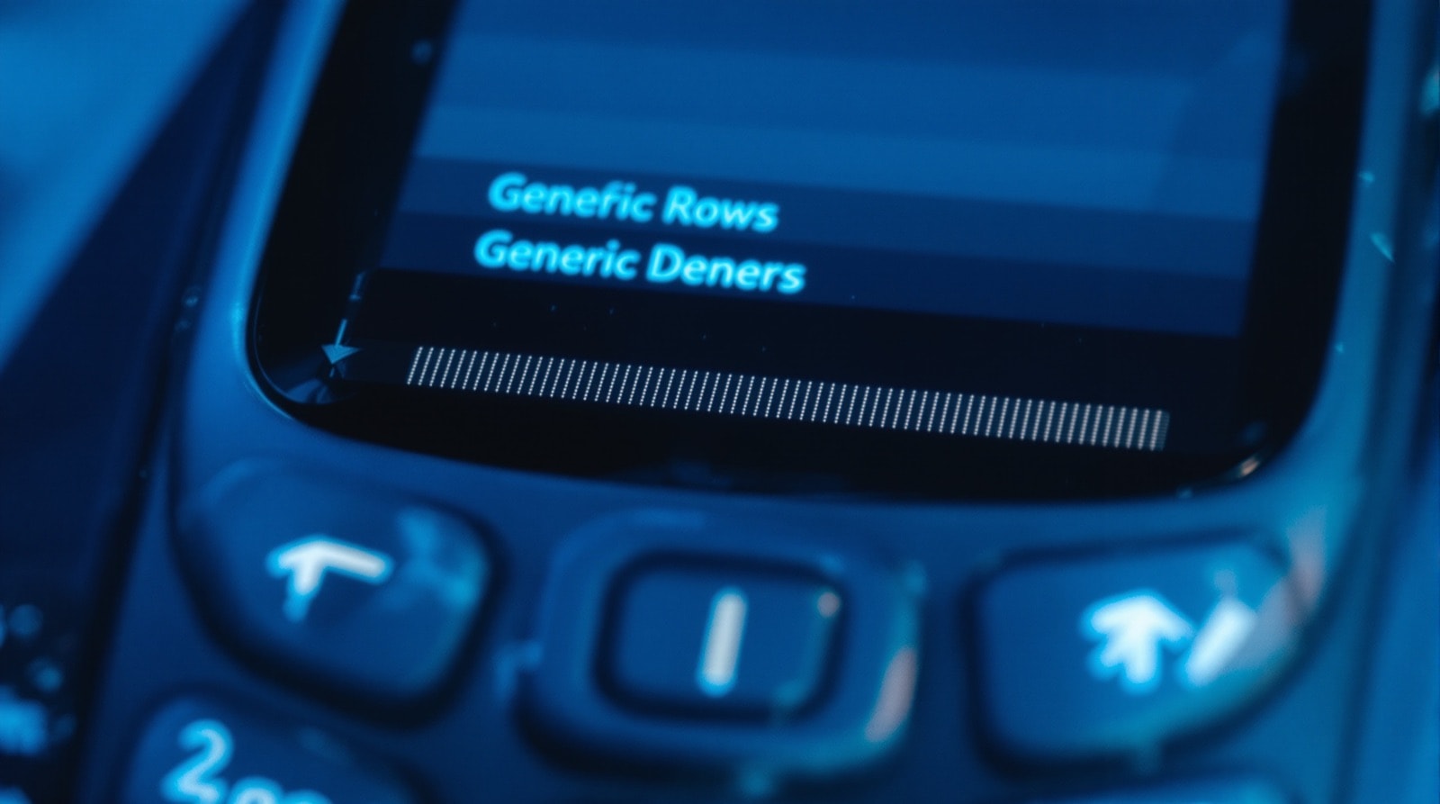 Close-up of a small phone screen showing a plain list interface of the kind used by Series 60 utilities